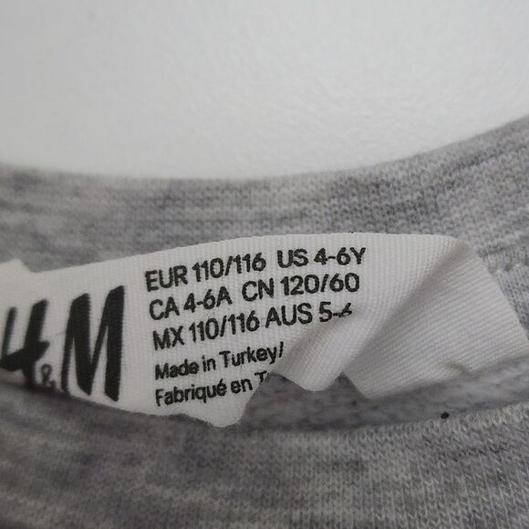 Disney H&M Girls Bambi Velvet Motif Spring Grey Sweatshirt Sweater Size 4-6 - Picture 7 of 9